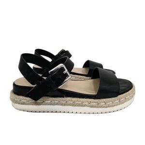 A NEW DAY size 6.5 Rianne Espadrille Sandals Ankle Buckle Black